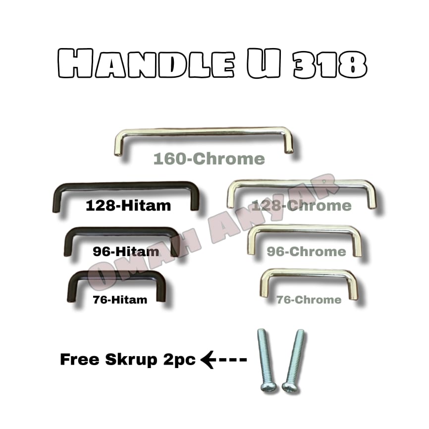 Handle Tarikan Laci Lemari Minimalis Chrome Hitam 318