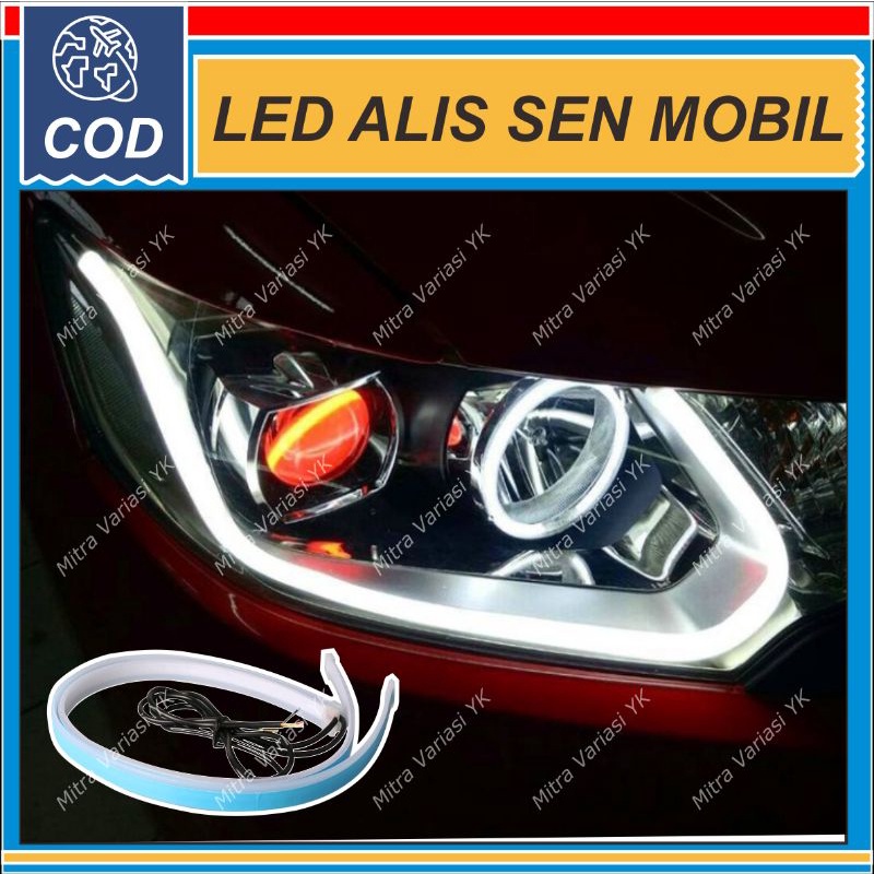 LAMPU ALIS MOBIL LED DRL DOUBLE RUNNING SEN BERJALAN 2 MODE 60 CM + WELCOME LIGHT MODEL SLIM TIPIS G