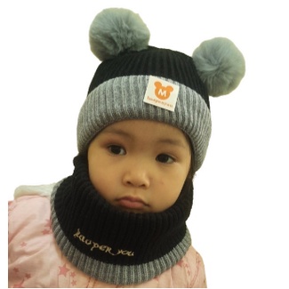 Topi Kupluk Anak Bayi Laki-Laki  Perempuan Pompom / Topi Kupluk Haopenyou  Bayi Perempuan 0-6 Bulan Lucu Gaya Korea Unisex