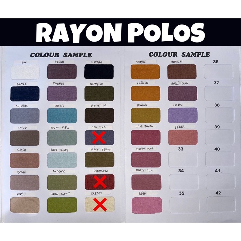Bahan kain rayon polos premium/rayon viscose polos/katun rayon(harga tertera 0,5m)