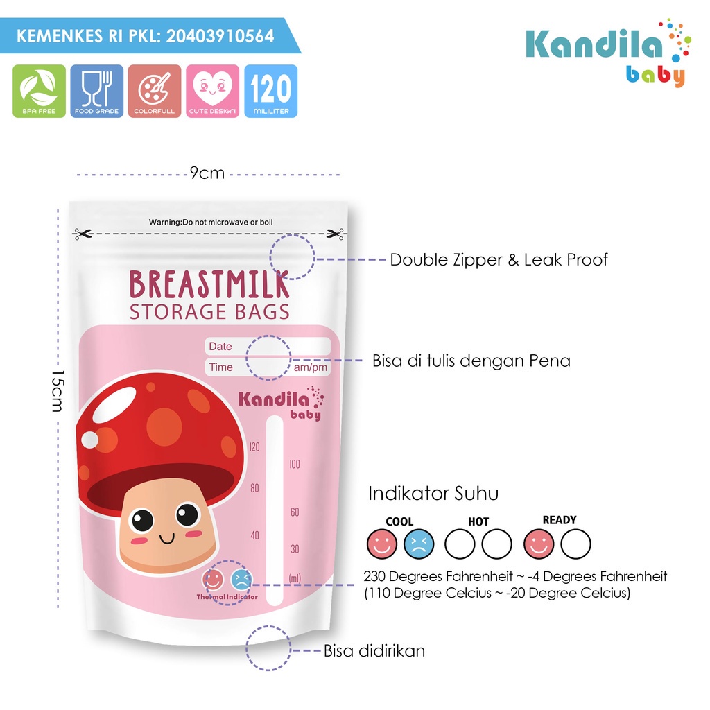 Kandila Baby Breast Milk Storage Bag Kantong Asi 120ml KDL 005-2