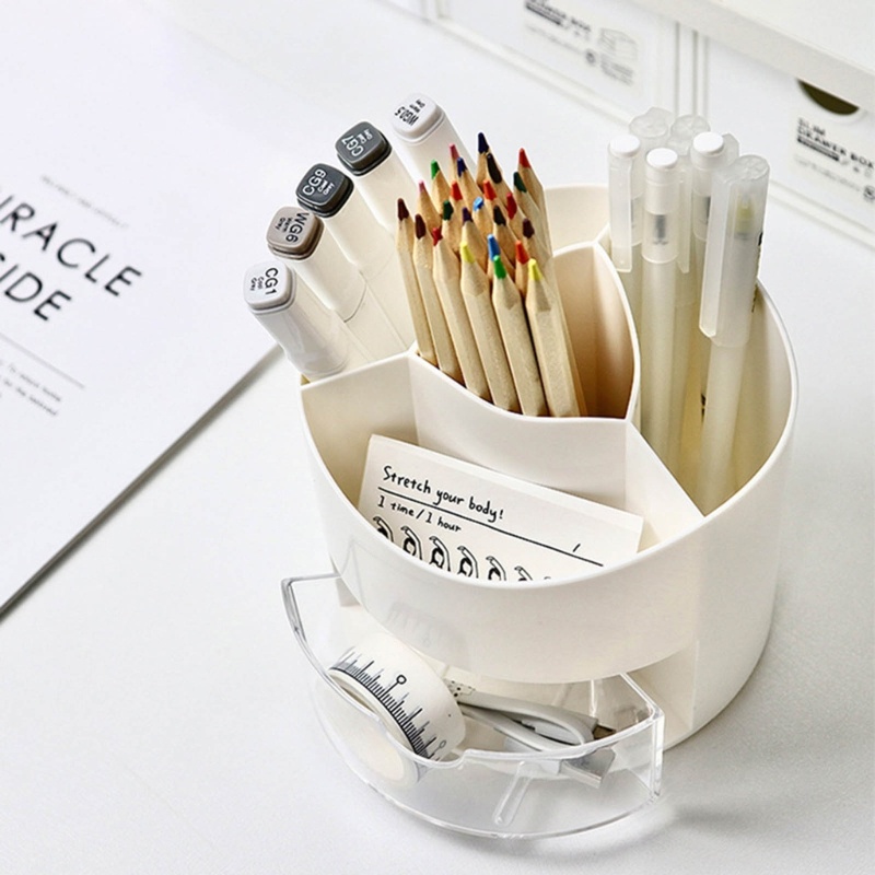 Zzz Ins Tempat Pensil Dengan Laci Bisa Berputar 360 Derajat Untuk Rumah / Kantor