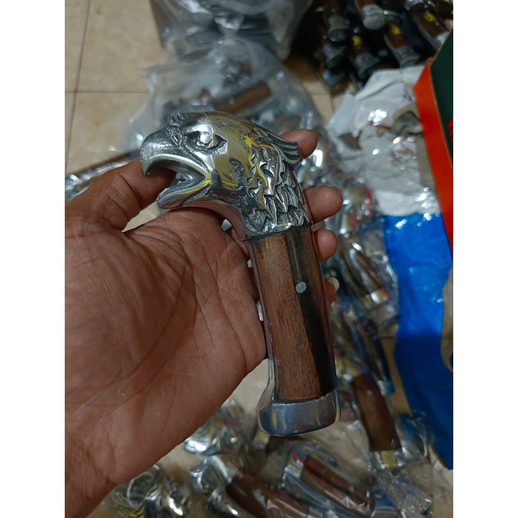 GAGANG/HANDLE GOLOK FULL ALUMUNIUM UKIR ELANG