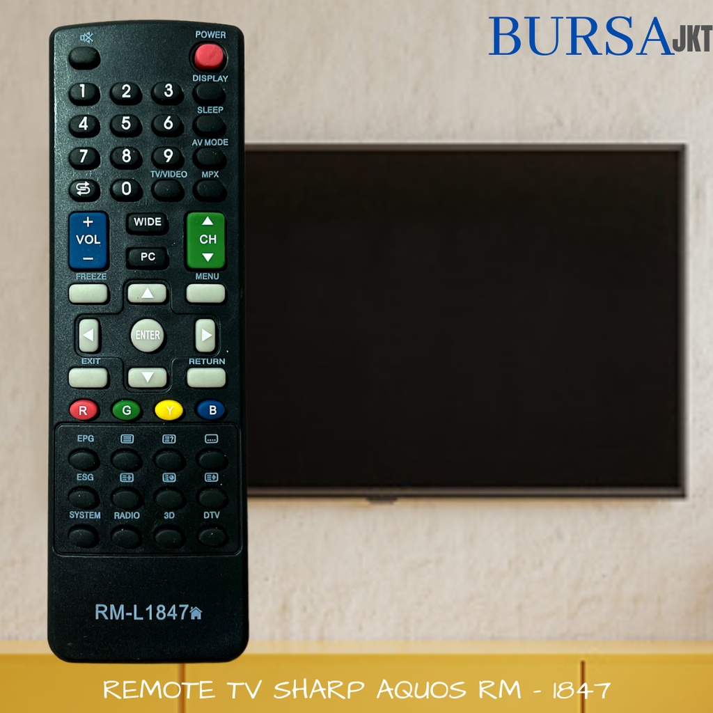 REMOTE TV LED SHARP AQUOS 3D 1847 REMOT PENGGANTI