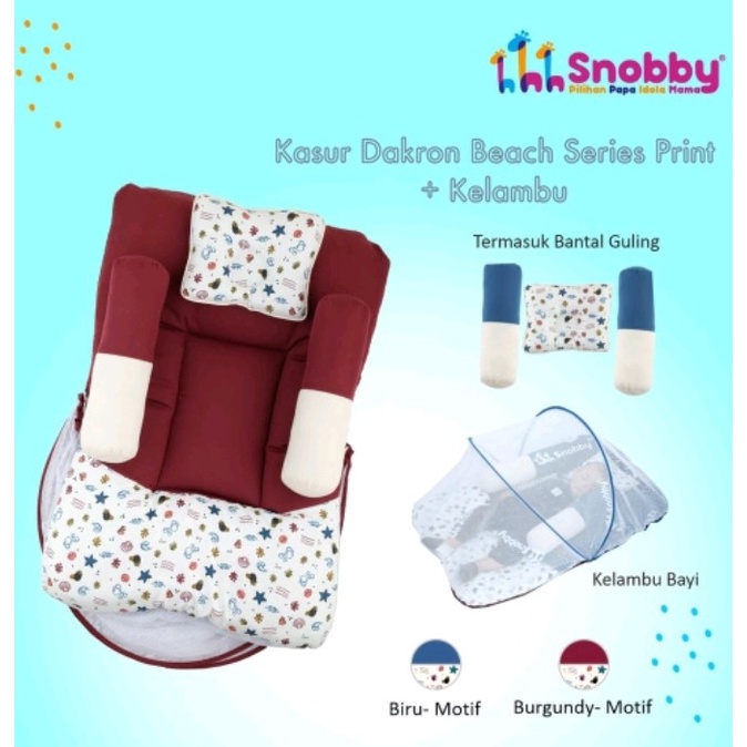 [2 Kg] Snobby Kasur Lipat Bayi Dakron + Kelambu Beach Series Tpk 7191