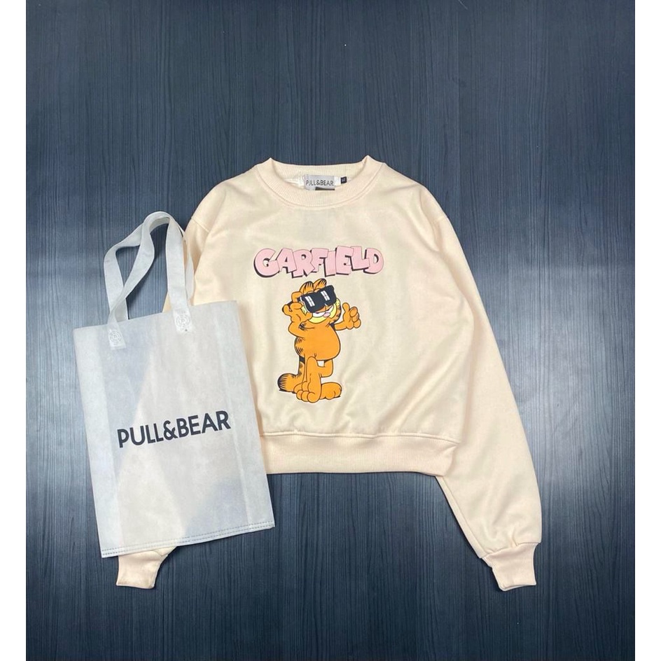 sweater crewneck crop pnb garfield free bag