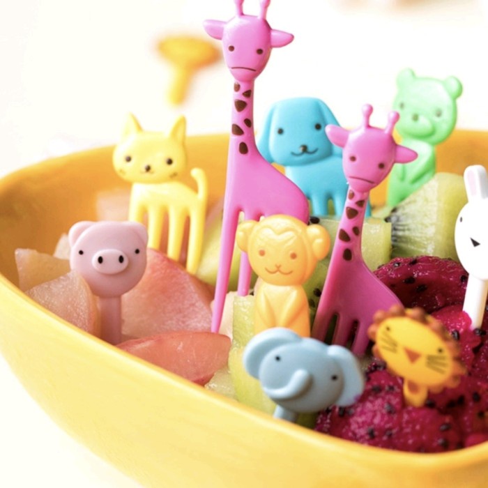 HOT SALE !! 10pcs Tusukan Bento ANIMAL JERAPAH Garpu Buah/Kue/Dessert/Bento Lucu Anak