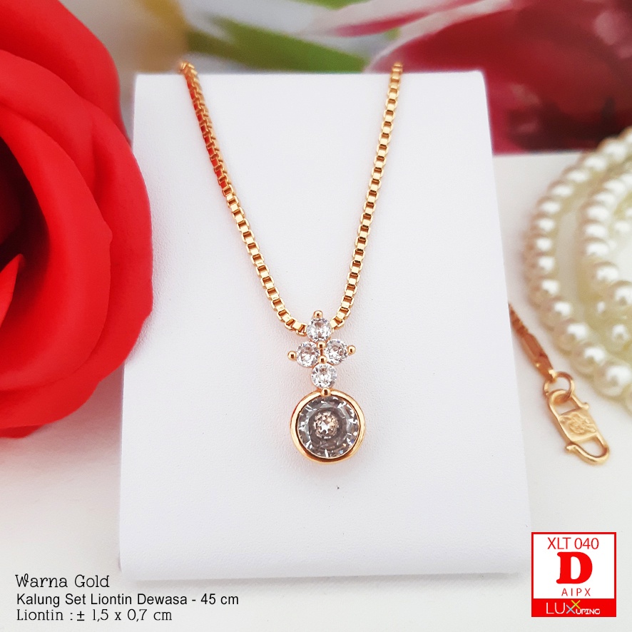 XLT 040 Kalung dan Liontin Set Mata Sirkon Perhiasan Lapis Emas 18K Kalung Xuping Merk Yaxiya Gold Luxx Xuping