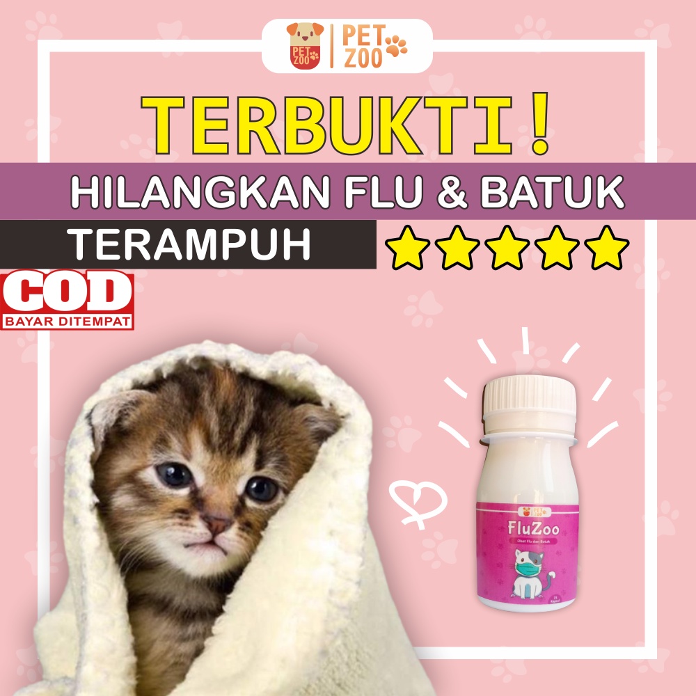 FLUZOO Obat Pilek Kucing Obat Flu Kucing Ampuh Flucat Doxy Cat Stop Flu Cat Obat Batuk Kucing Obat Flu Batuk Demam Kucing Coldy Cat Obat Bersin dan Pilek Kucing Obat Kucing Ingusan