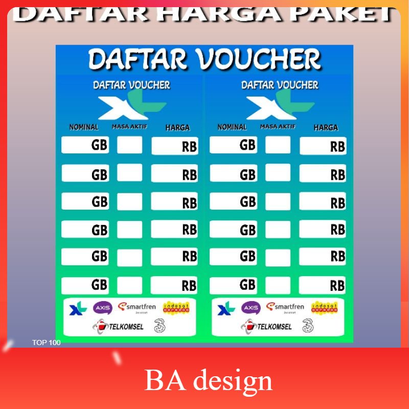 

DAFTAR HARGA PAKET DATA KONTER DAN PHONCEL M2 - BA Design