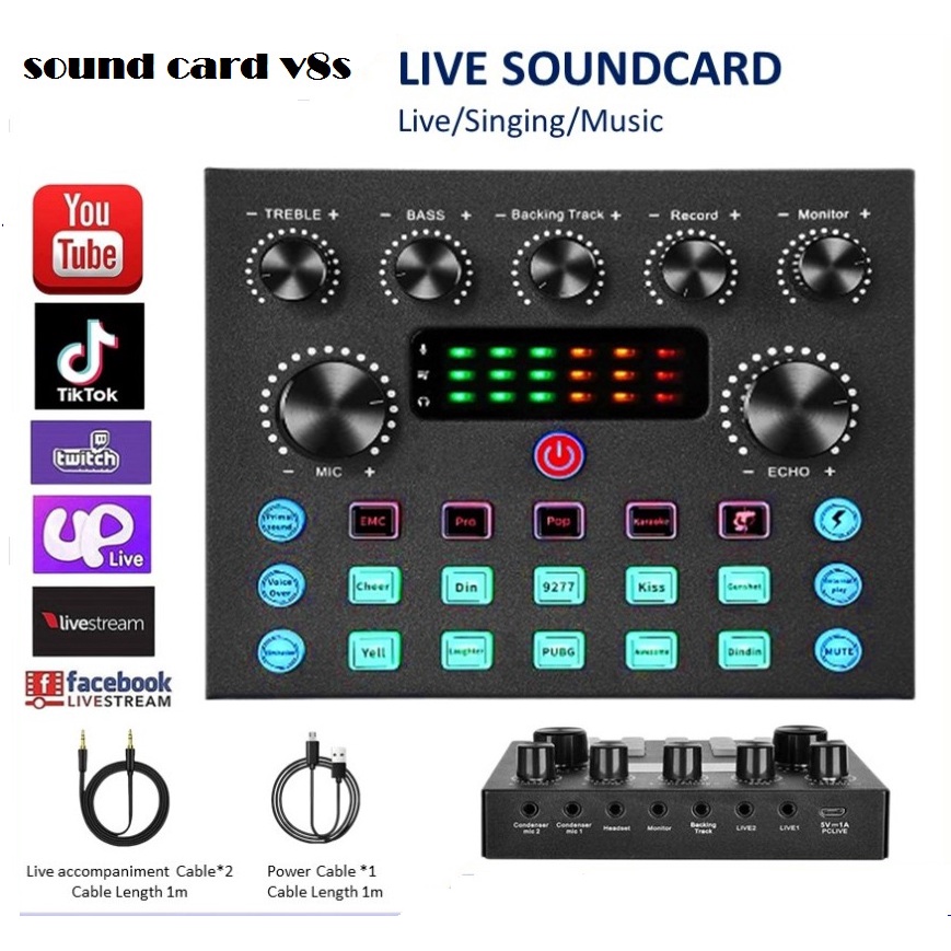 Sound Card V8S Mixer Bluetooth Audio Usb External - Sound Card V8s