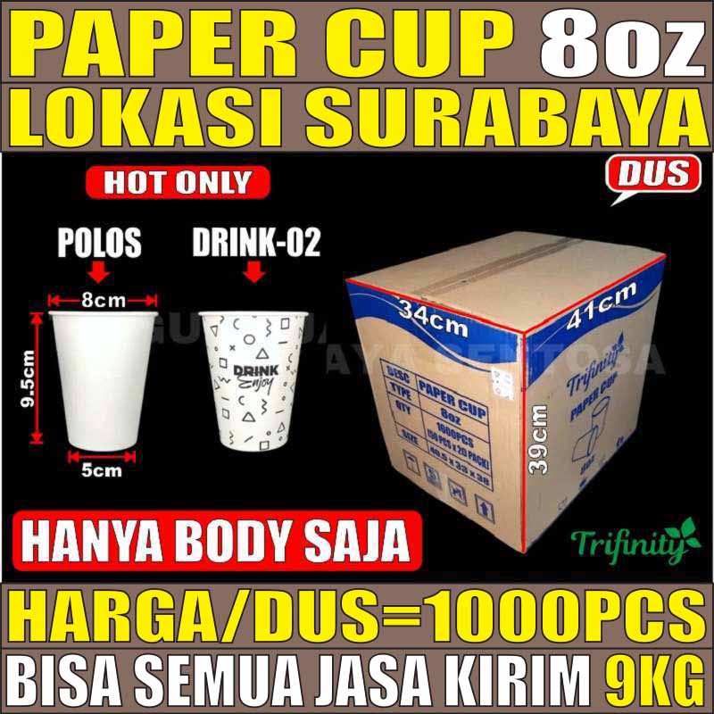 Paper Cup 8oz Gelas Kopi Kertas 240ml Kuat Tahan Panas Dus Semua Jasa Kirim Ekspedisi Surabaya