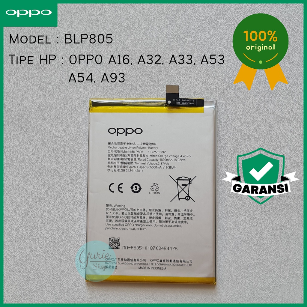 BATERAI BATTERY BATRE OPPO A16 A53 A54 A93 BLP805 BLP-805 ORIGINAL