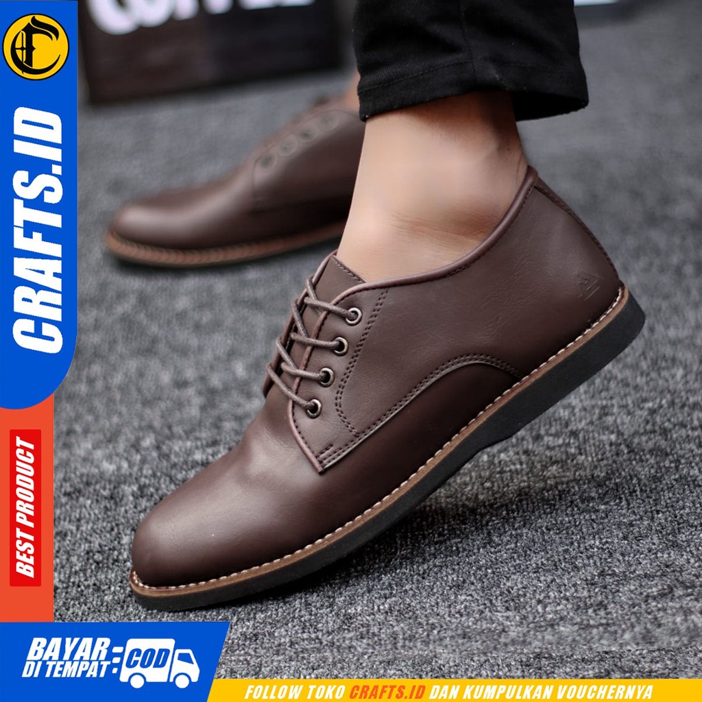 CRAFTS Sage - Sepatu Pantofel Formal Kerja Hitam Pria