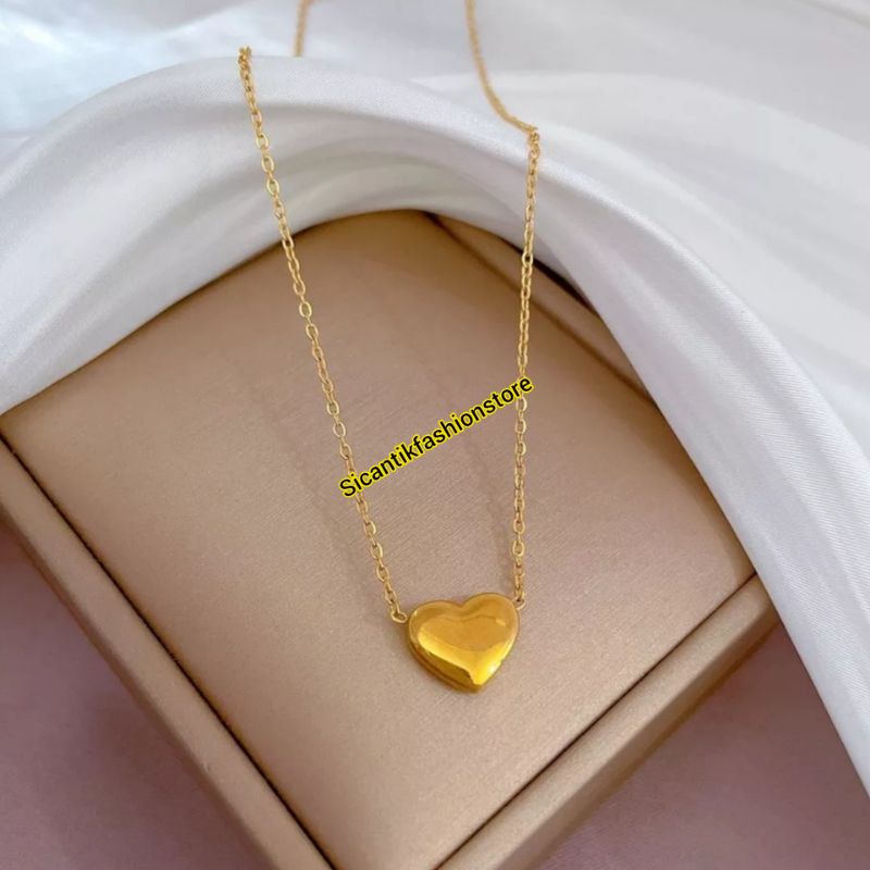 Kalung Titanium Gold Liontin Love you Terbaru Terlaris Fashion Wanita Anti Karat Selamanya Kalung Wanita Korea Liontin Love Kekinian Kalung Wanita K5 Gold