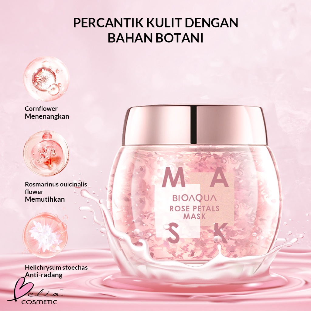 ❤ BELIA ❤ BIOAQUA Flower Series Rose Petals Toner 250ml | Rose Petal Mask 120g | Eye Mask 140g/80pcs | Masker Mata |Skincare mengandung essens kelopak mawar | BPOM