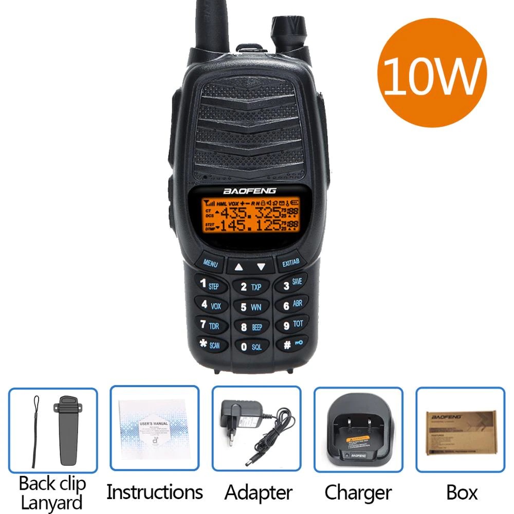 HT UV-X10 Walkie Talkie Dual PTT Two Way 10W High Power 8800 mAH