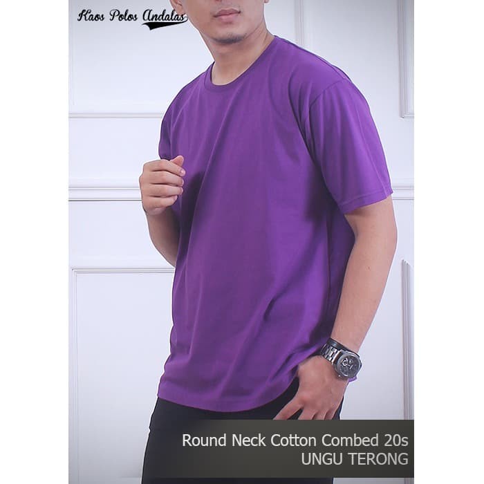 TERLARIS Kaos Polos Cotton Combed 20s Warna Ungu Terong