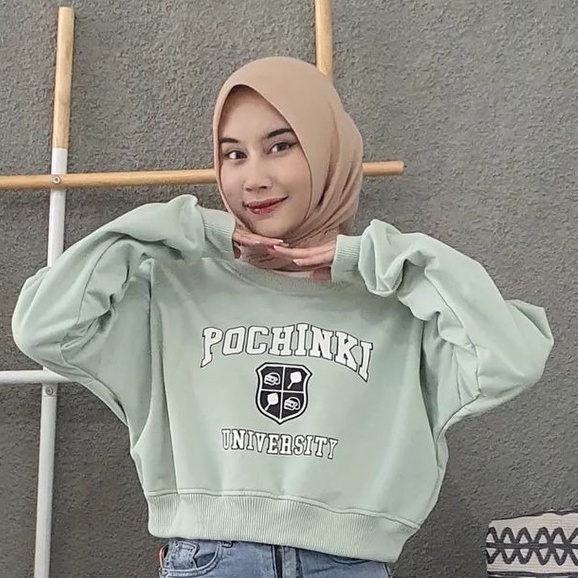 POCHINKI Sweater Kpop Crop Crewneck Sweatshirt Wanita Kekinian Oversize Fashion Outfit Ootd Korean Style Sweter Crewnek Switter Krunek Perempuan Sweeter Viral Remaja Atasan Cewek Premium BB 45-65 PB 50 LD 110 Fleece Tebal Model Terbaru