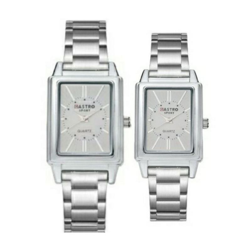 Jam Tangan Couple Strap Rantai Pria Wanita Unisex Persegi | Stainlees Steel | Pria | Wanita | Fashion_ Couple