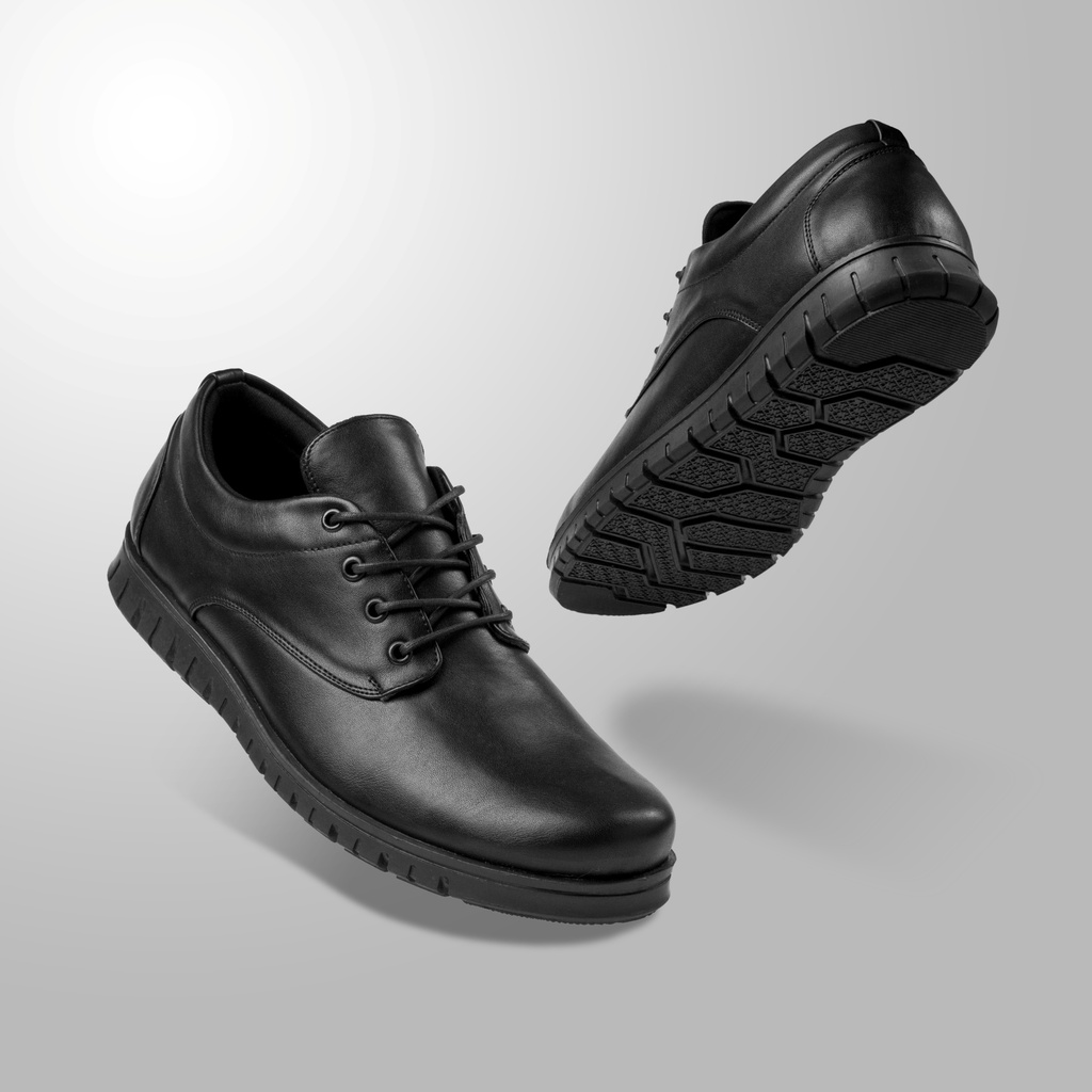 Clovis Black | Sepatu Oxford Pantofel Hitam Pria Pantopel Tali Formal Casual Kerja Cowok Ori | FORIND Nazreal