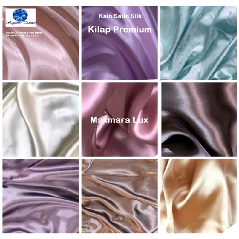 1/2 Meter White Kain Satin Silk Kilap Premium Jakarta Maxmara Lux (Jenis Bahan) Satin Bridesmaid Saten Silk Kilap Premium Kain Satin Silk Charmuse Grosir Murah Kain Saten