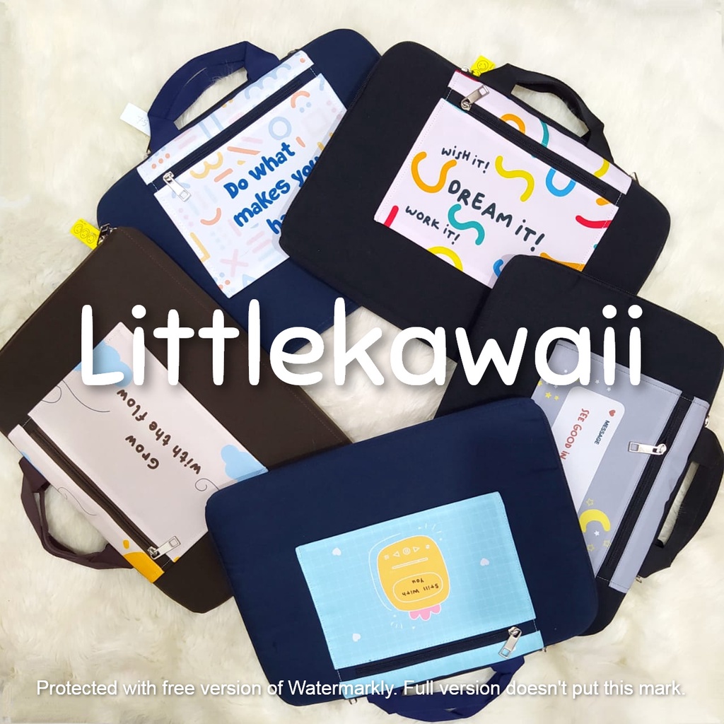 LK/Tas Laptop Case Quotes Kantong Depan Colorfull Warna Warni Mix 14 Inch