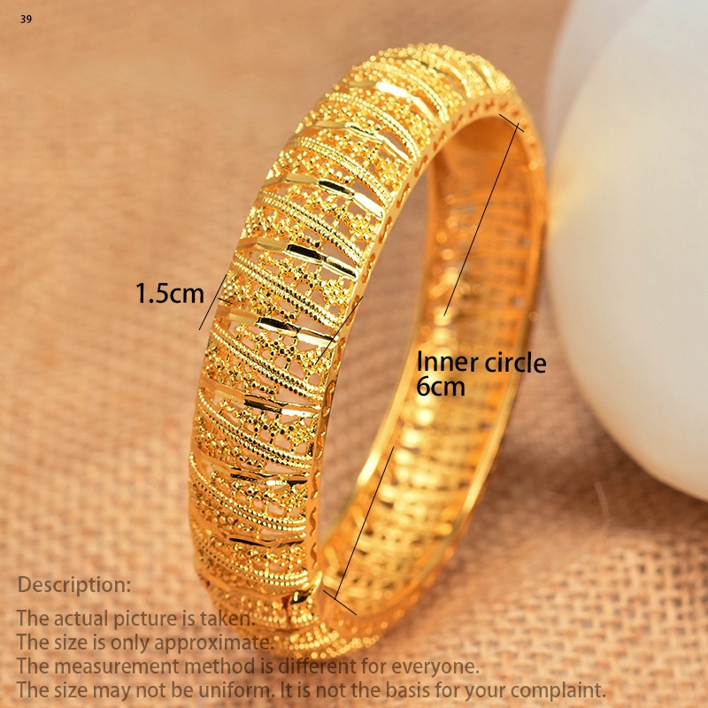 Gelang Tangan Wanita Lapis Emas 24K Desain Hollow Gaya Klasik Simple Untuk Pesta Pernikahan