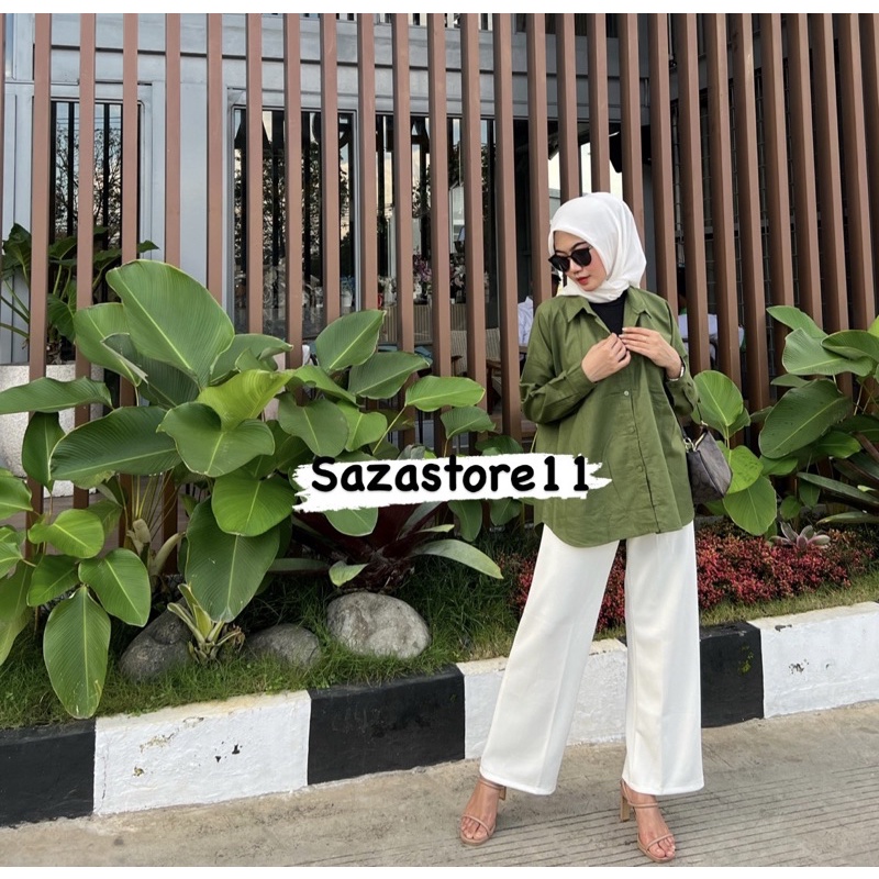 Kemeja Wanita Linen Oversize Olivia Shirt Linen Pocket