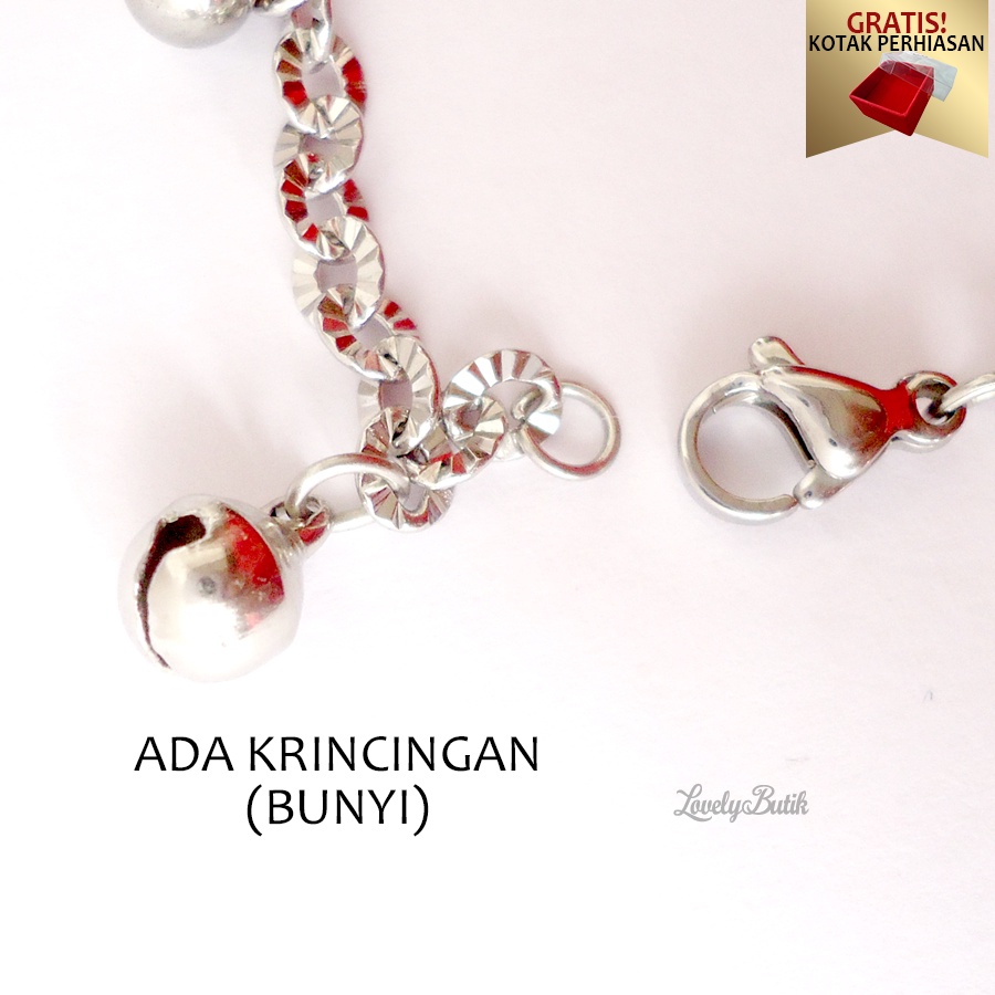 Promo Gratis Kotak Perhiasan Lovelybutik Gelang Anak 3 - 10 Tahun Gelang Tangan Dewasa Titanium Anti Karat Model Terbaru Bola Kerincingan Berbunyi