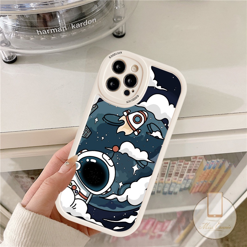 IPHONE Cover Telepon Lembut Kompatibel Untuk Iphone6 6s 7 8 Plus13 11 12 14 Pro MAX XR X XS MAX SE 2020kartun Trendy NASA Astronot Soft TPU Back Case