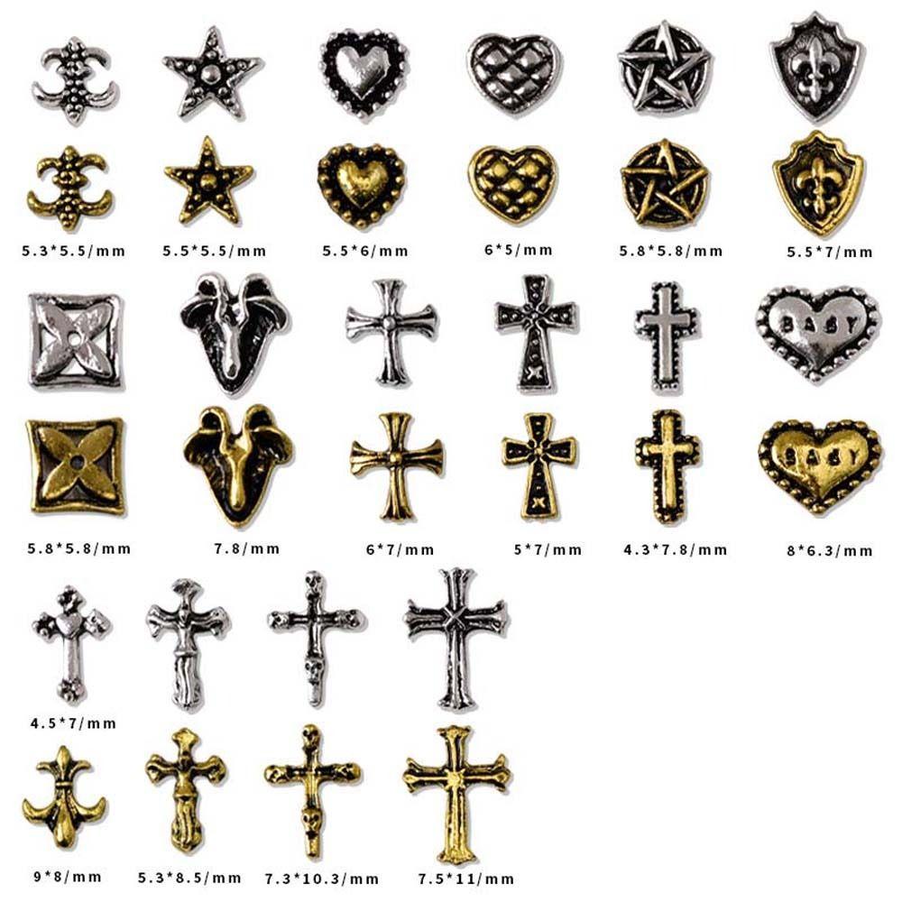 AUGUSTINA Agustina Cross Dekorasi Kuku Fashion Bintang Berujung Lima Perhiasan Seni Kuku Paduan Punk Nail Drills