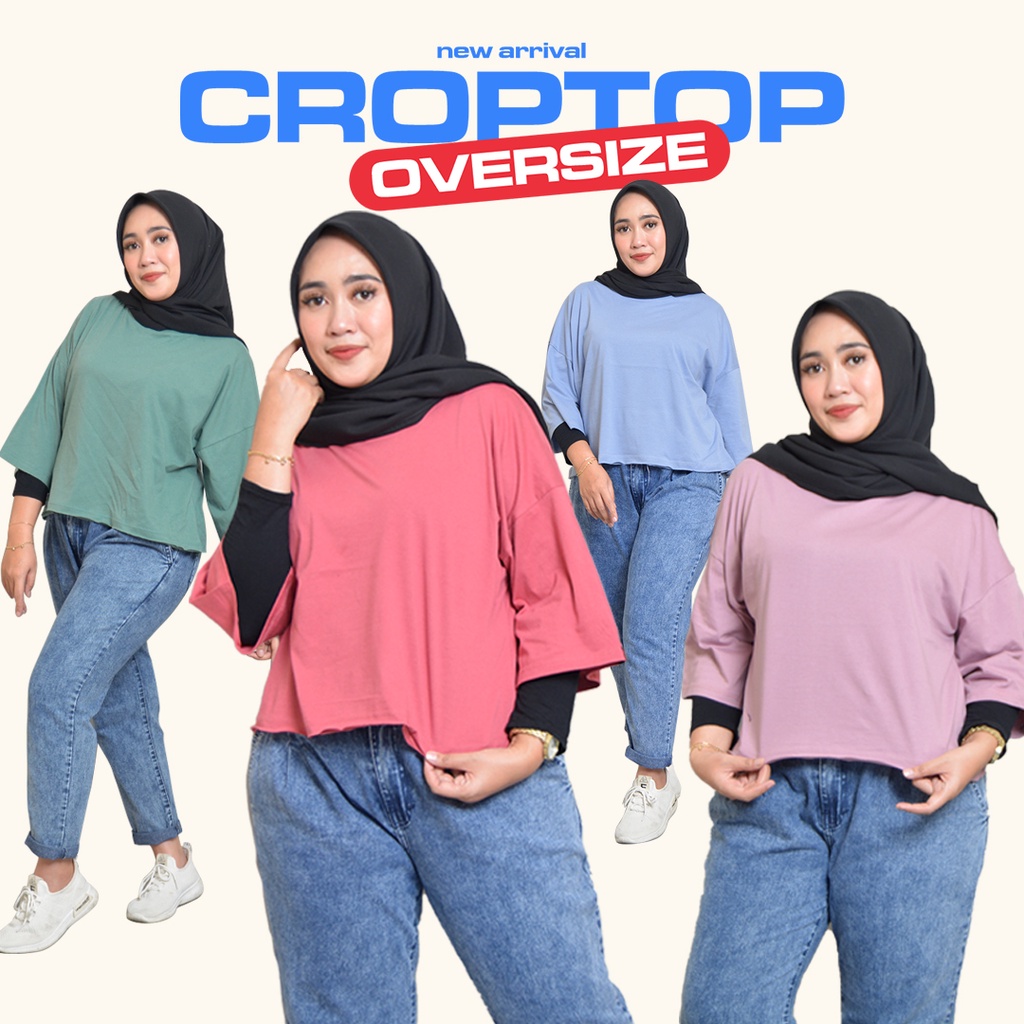 Mix Striped Oversized Color Combine Campur Warna Kaos Basic Atasan Jumbo Wanita Terbaru by Deloza