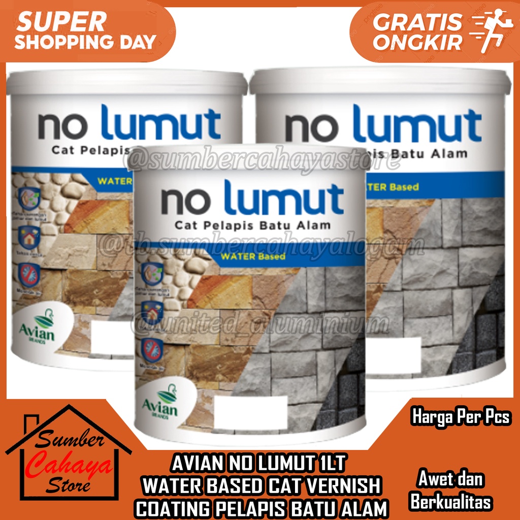 AVIAN NO LUMUT 1KG WATER BASED CAT VERNISH COATING PELAPIS BATU ALAM CANDI CLEAR GLOSS DOFF PLAPIS K