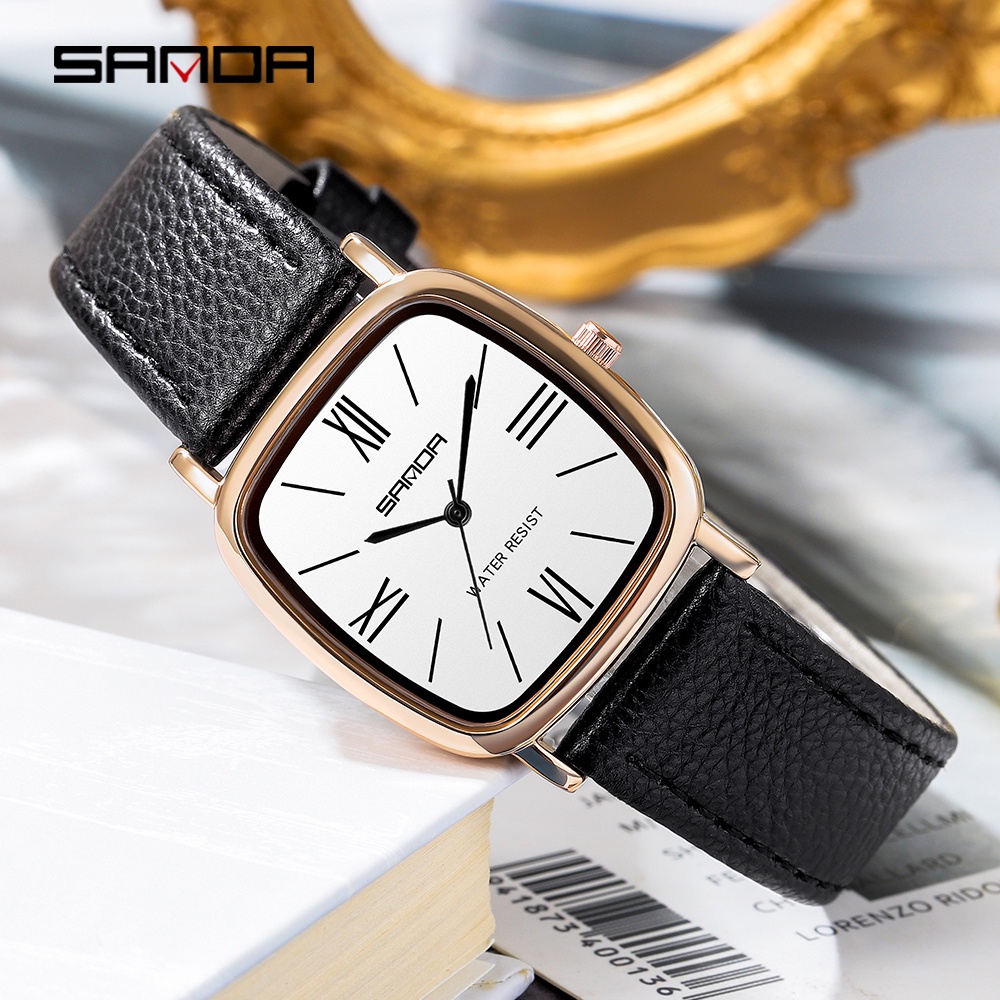 SANDA P1101 Jam Tangan Wanita Analog Classic Tali Kulit Quartz WATCHKITE WKOS