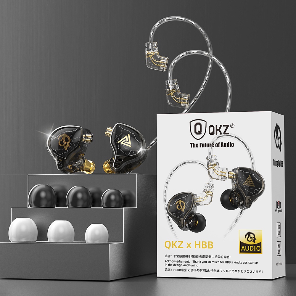 Qkz X HBB Earphone In Ear bass Dinamis 1 Dinamis Lapis Titanium 10mm noise canceling