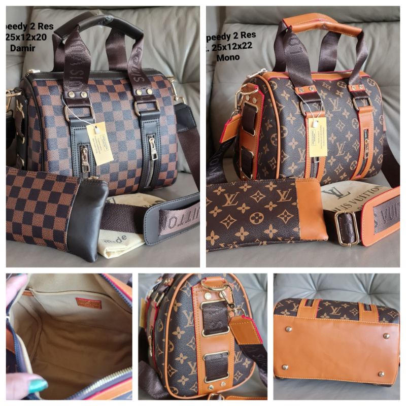 Tas Wanita Top handle Lv Speedy Tas selempang Size 25 Free Dompet Waterproof