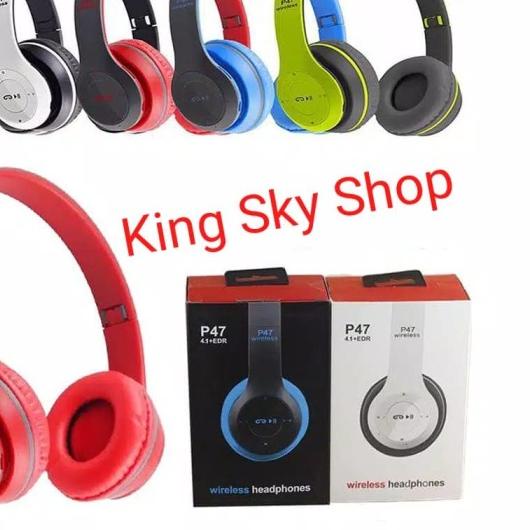P47 Headset Bluetooth Wireless P47 5.0+EDR - Hitam
