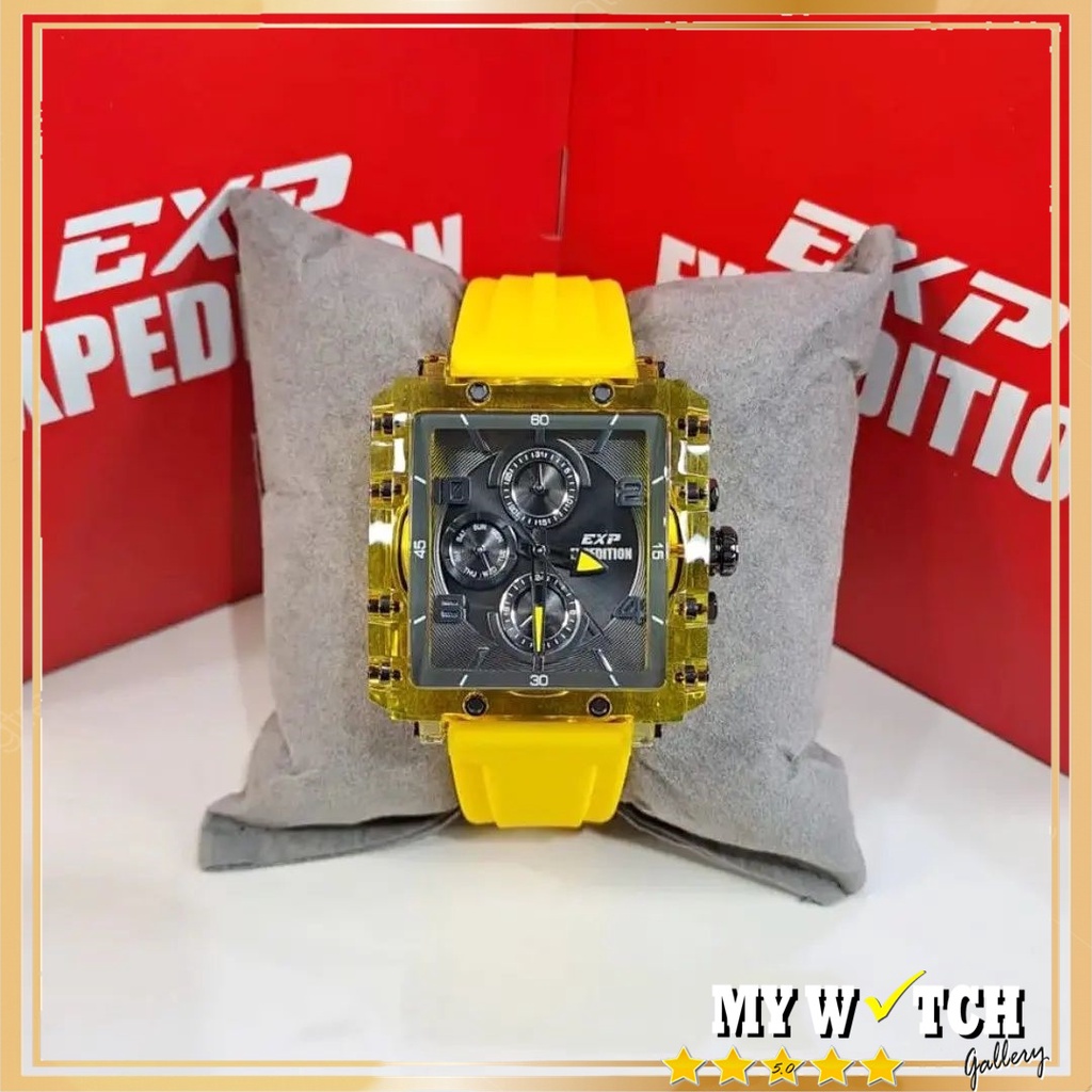 Jam Tangan Expedition Original UNISEX E 6808 BF Yellow Black Diameter 3,9 cm