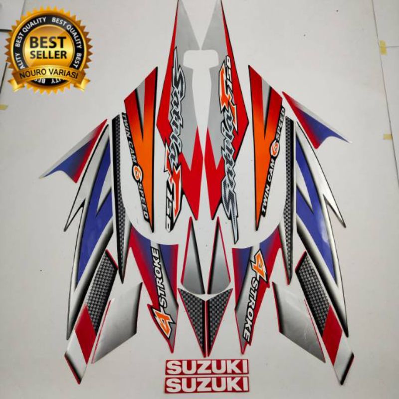Striping sticker full body SUZUKI SATRIA F FU CBU THAILAND 2004 2005 merah hitam motif ori lama