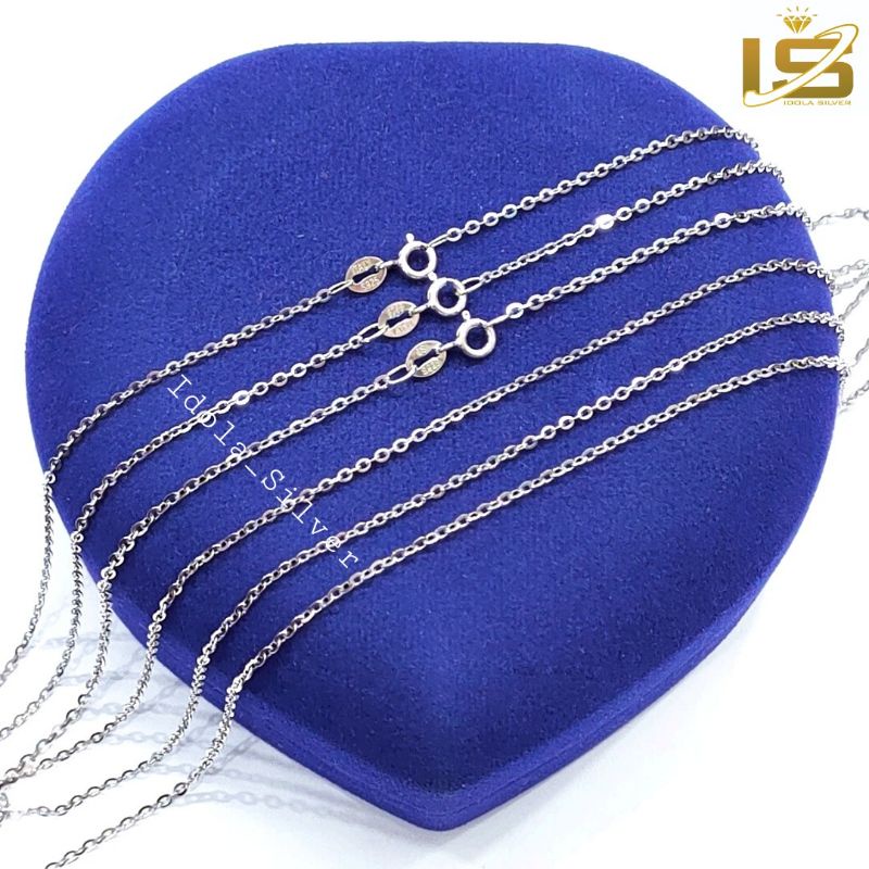 KALUNG PERAK ASLI PRIA WANITA SILVER 925 LAPIS EMAS PUTIH MODEL NORI POLOS - PERHIASAN PERAK