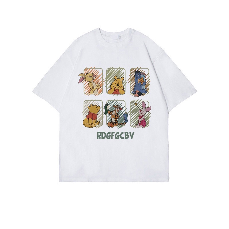 kaos atasan wanita oversize cartoon doodle T-shirt lengan pendek korean style kekinian printing baju wanita kaos Hitam