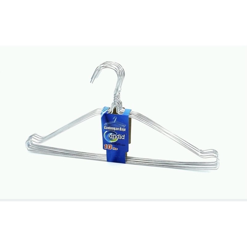 HANGER BAJU KAWAT STAINLESS GANTUNGAN BAJU ISI 10 PCS HANGER BAJU SERBAGUNA