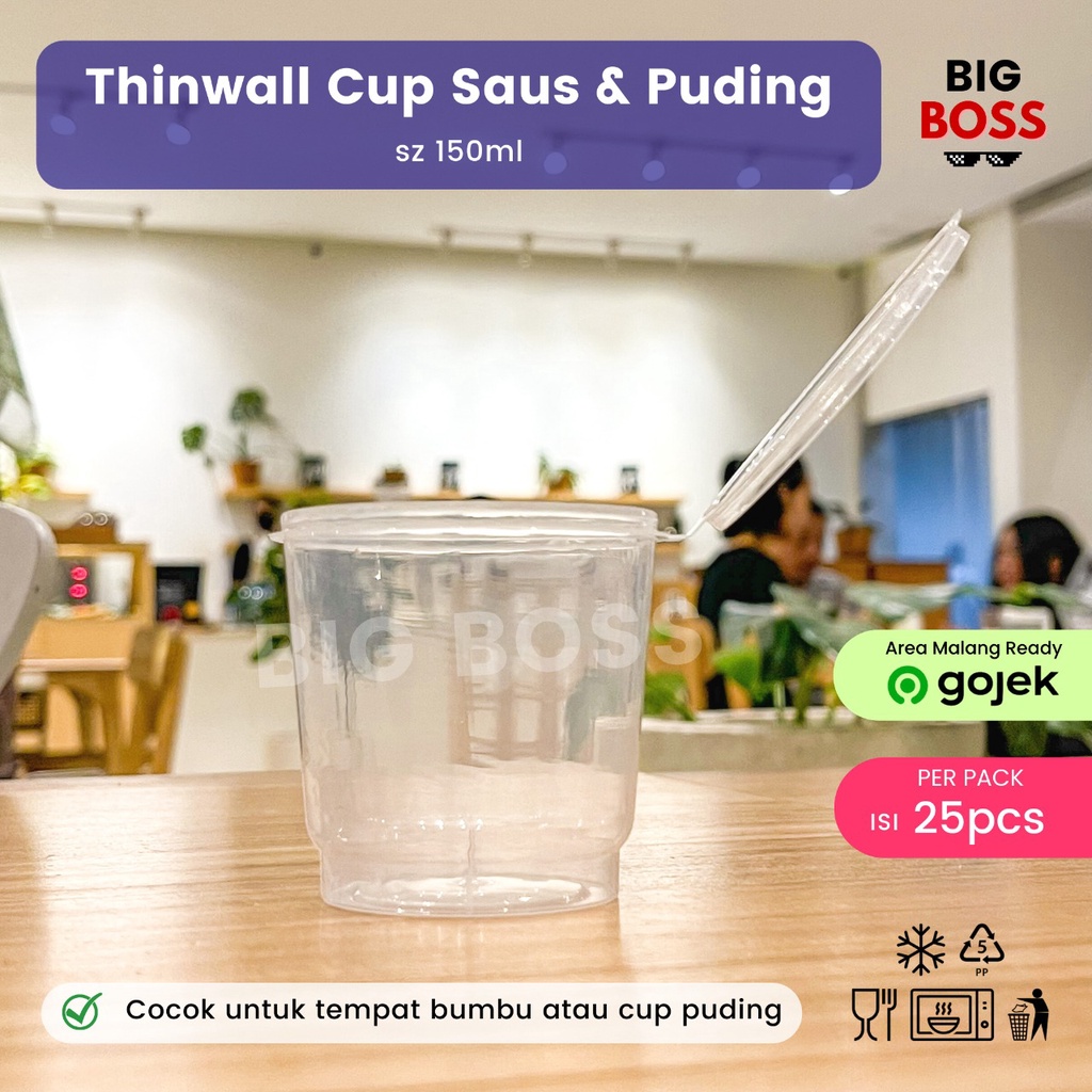 [ISI 25 PCS] Thinwall Gelas Puding Pudding 150ml + Tutup / Cup Puding Agar, Jelly Plastik