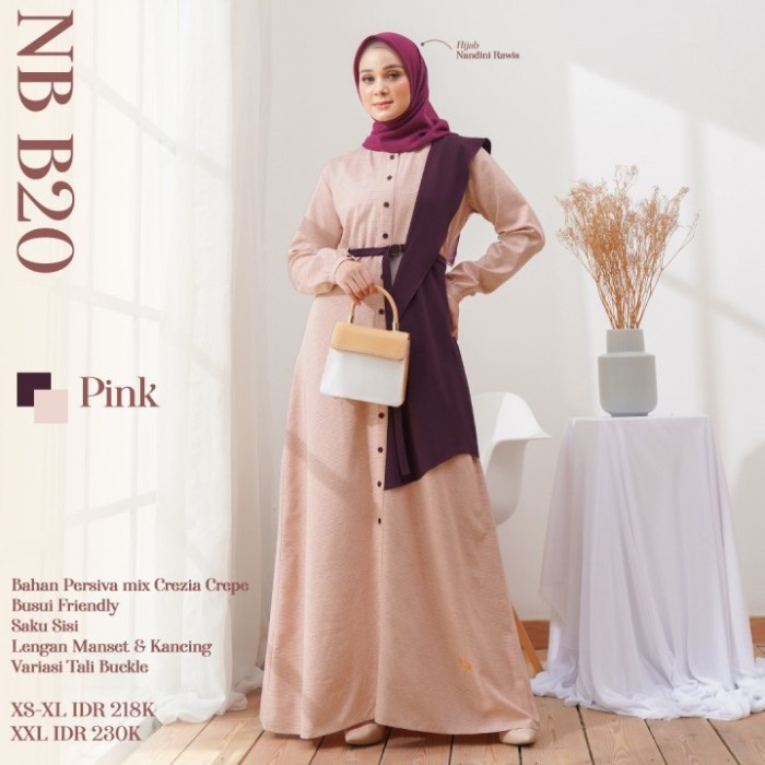 PROMO GAMIS NIBRAS GAMIS NB B20 TERBARU 2021 BAJU MUSLIM WANITA MURAH GAMIS BUSUI - PINK, XS TERBARU