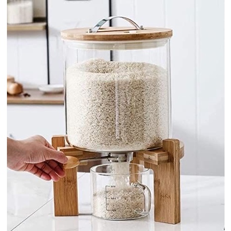 

BISA COD Rice flour grains cereal glass dispenser nordic style beras tepung box - Dispencer 5L