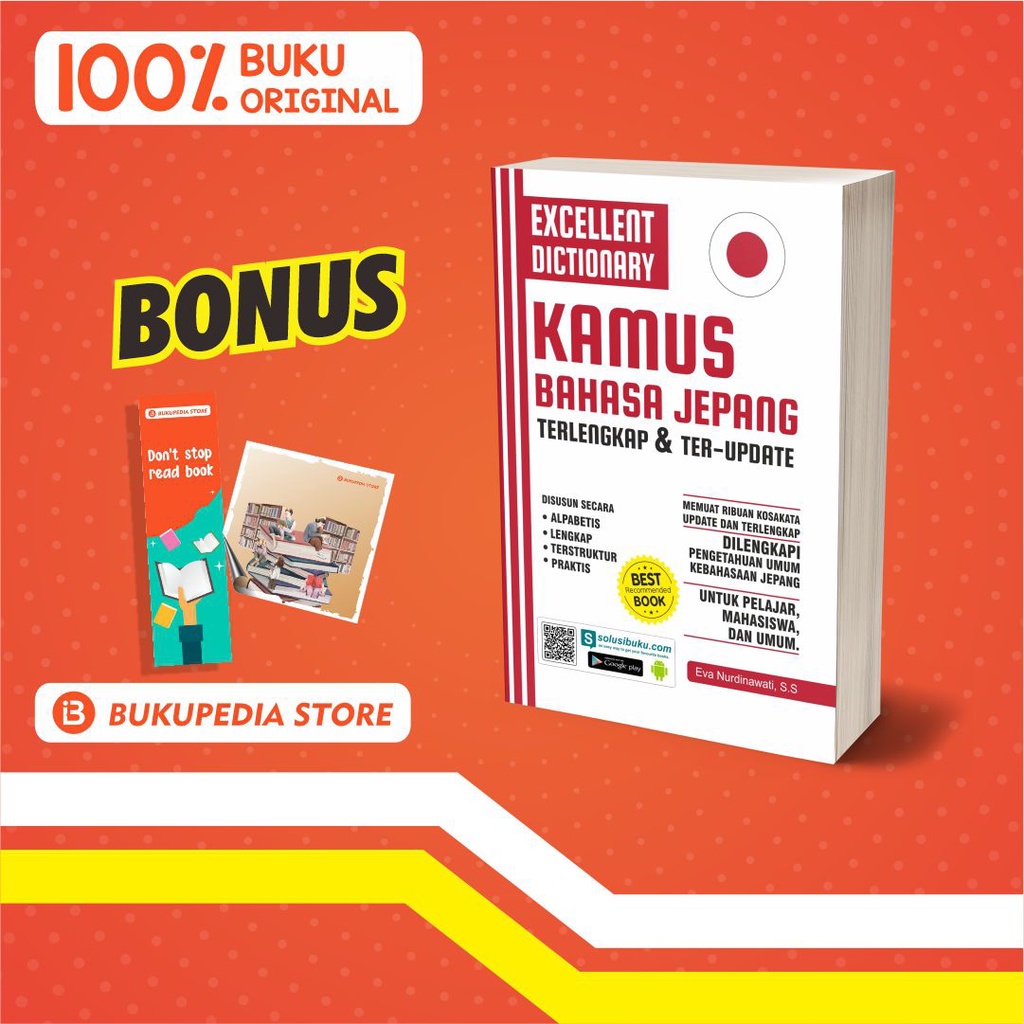 

Kamus Bahasa Jepang Excellent Dictionary - Cemerlang Publishing - Bonus, Bookmark, Stiker