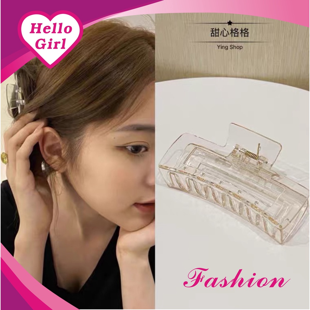 (Hello Girl)F02 INS Korean Square Acrylic Hair Claw Clip girl Women Fashion Geometric Hairpin