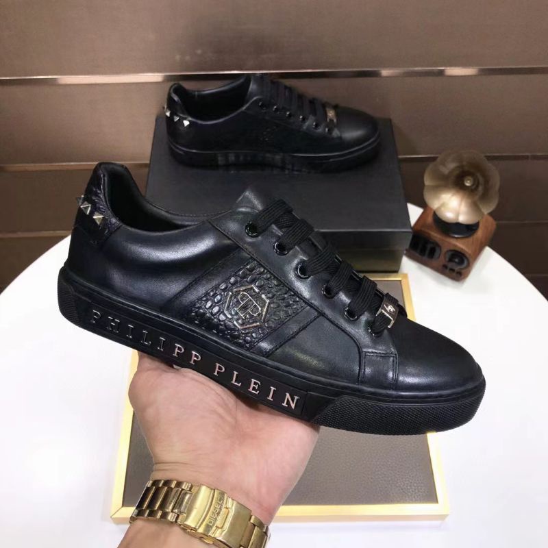 sepatu pria philipp plein sneaker cowok hitam kulit asli men shoes pp top branded mirror P1SHOES