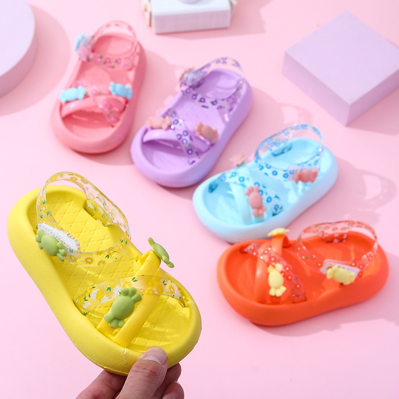 SH2245 GLORYKIDZ Sepatu sendal anak jelly transparan sol tinggi bunga permen candie floweri cute lucu size 14 - 19 untuk anak 1 sd 6 tahun